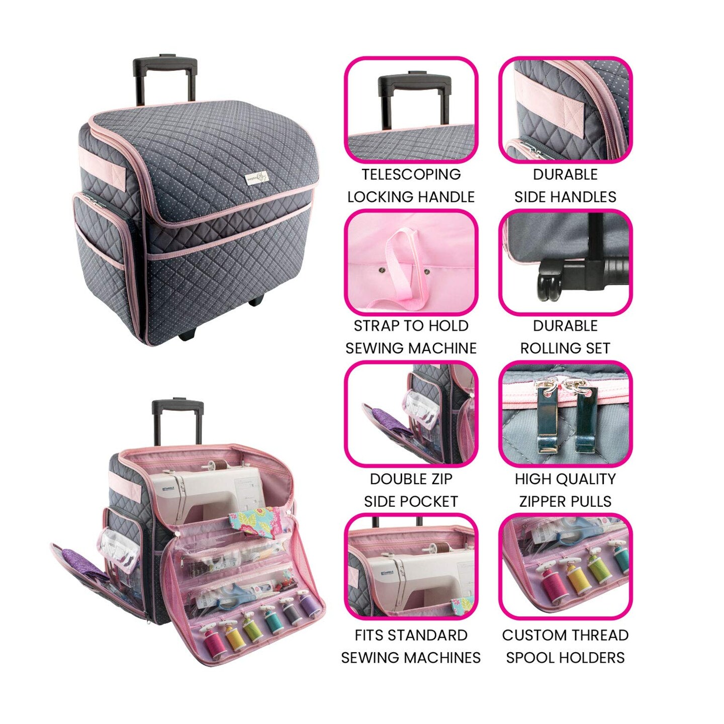 Rolling Sewing Sewing Machine Suitcase Husqvarna® Viking® Large