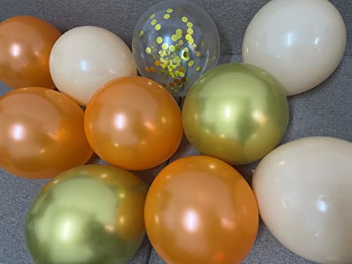 50 Pieces Orange Gold Nude Balloons – Metallic Orange Cream Gold Balloons for Birthday Harvest Graduation Anniversary Party Decorations (Orange + gold)