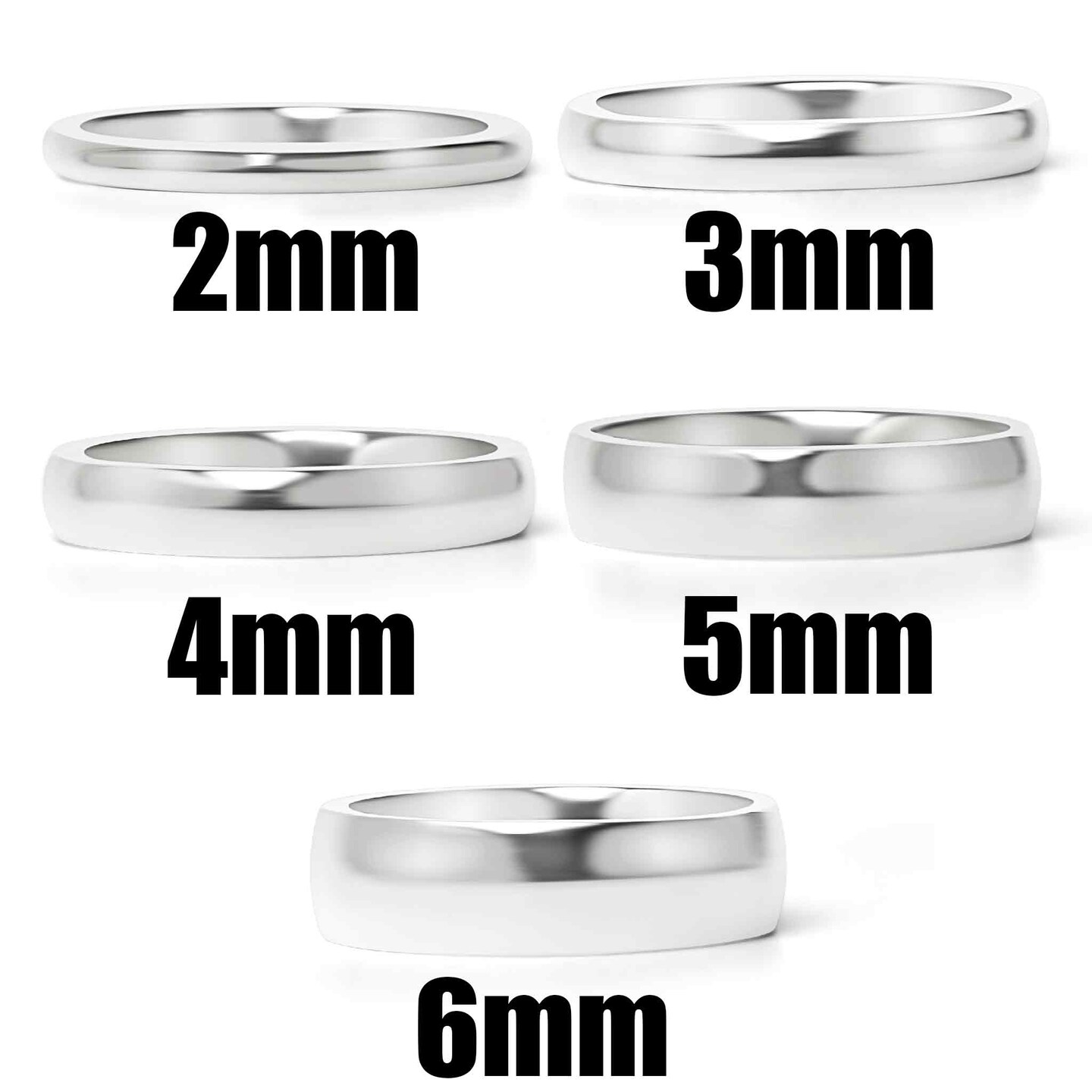 Highly Polished Rounded Stainless Steel Blank Ring 2mm - 6mm