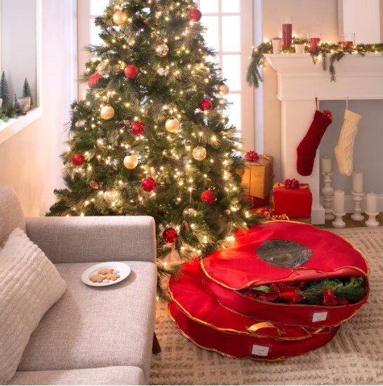 Tiny Tim XL Zippered Holiday Christmas Wreath Canvas Storage Bag
