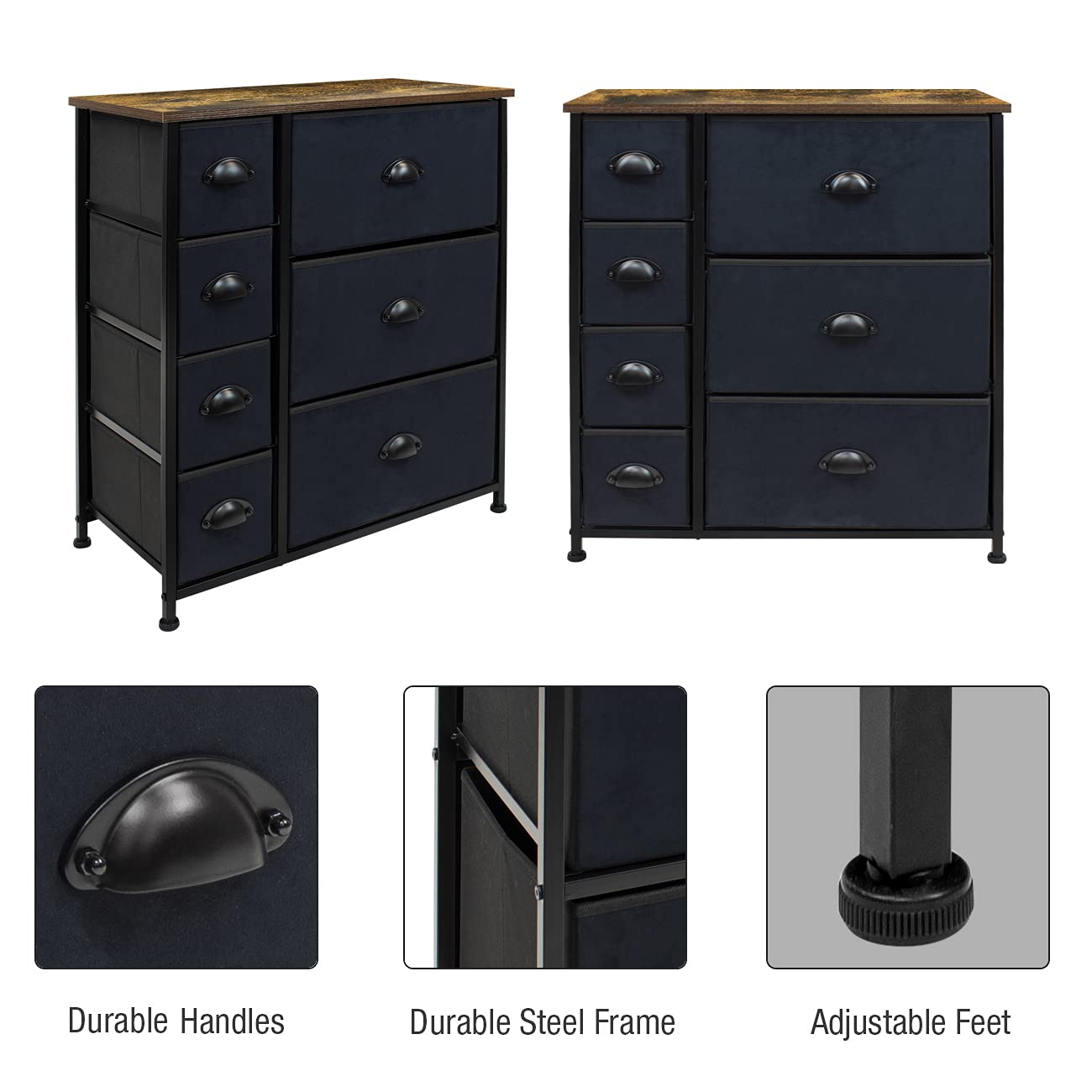 Sorbus Dresser with Drawers - Furniture Storage Tower Unit for Bedroom, Hallway, Closet, Office Organization - Steel Frame, Wood Top, Easy Pull Fabric Bins