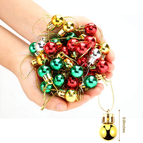 96 Pieces Christmas Balls Xmas Tree Ornaments Balls Exquisite Colorful Ball Decoration Pendant for Holiday Party Decor (Red, Gold, Silver, Green, 0.79 Inch)