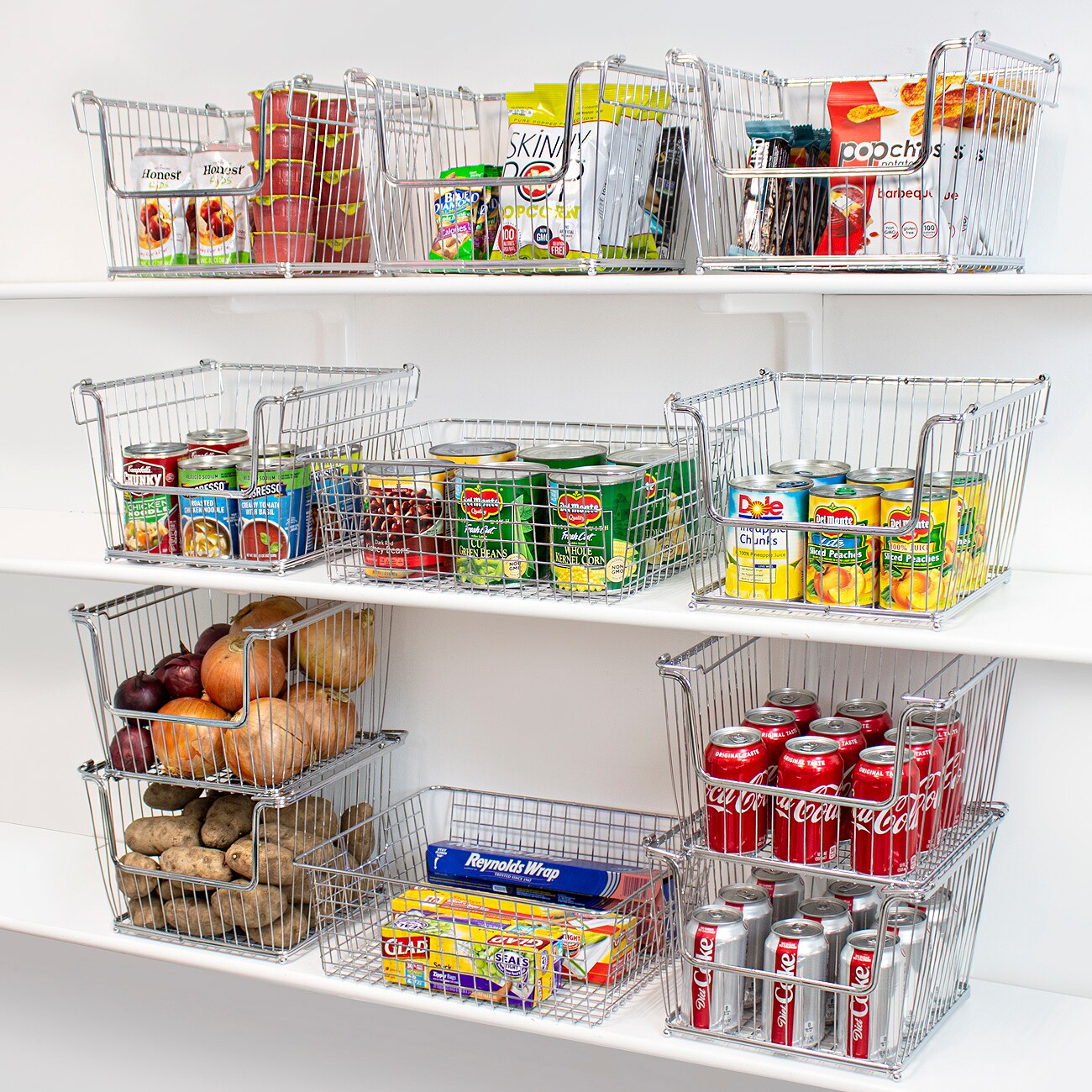 Sorbus Farmhouse Scoop Storage Metal Wire Baskets with Handles - for Home, Kitchen Pantry, Bathroom, Laundry, Closet Organization, and more
