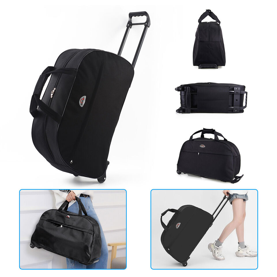 Rolling Wheeled Tote Duffle Bag Carry Travel Suitcase