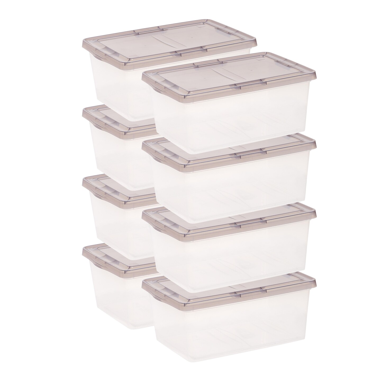 IRIS USA 8 Pack 17 Quart Snap Top Plastic Storage Box