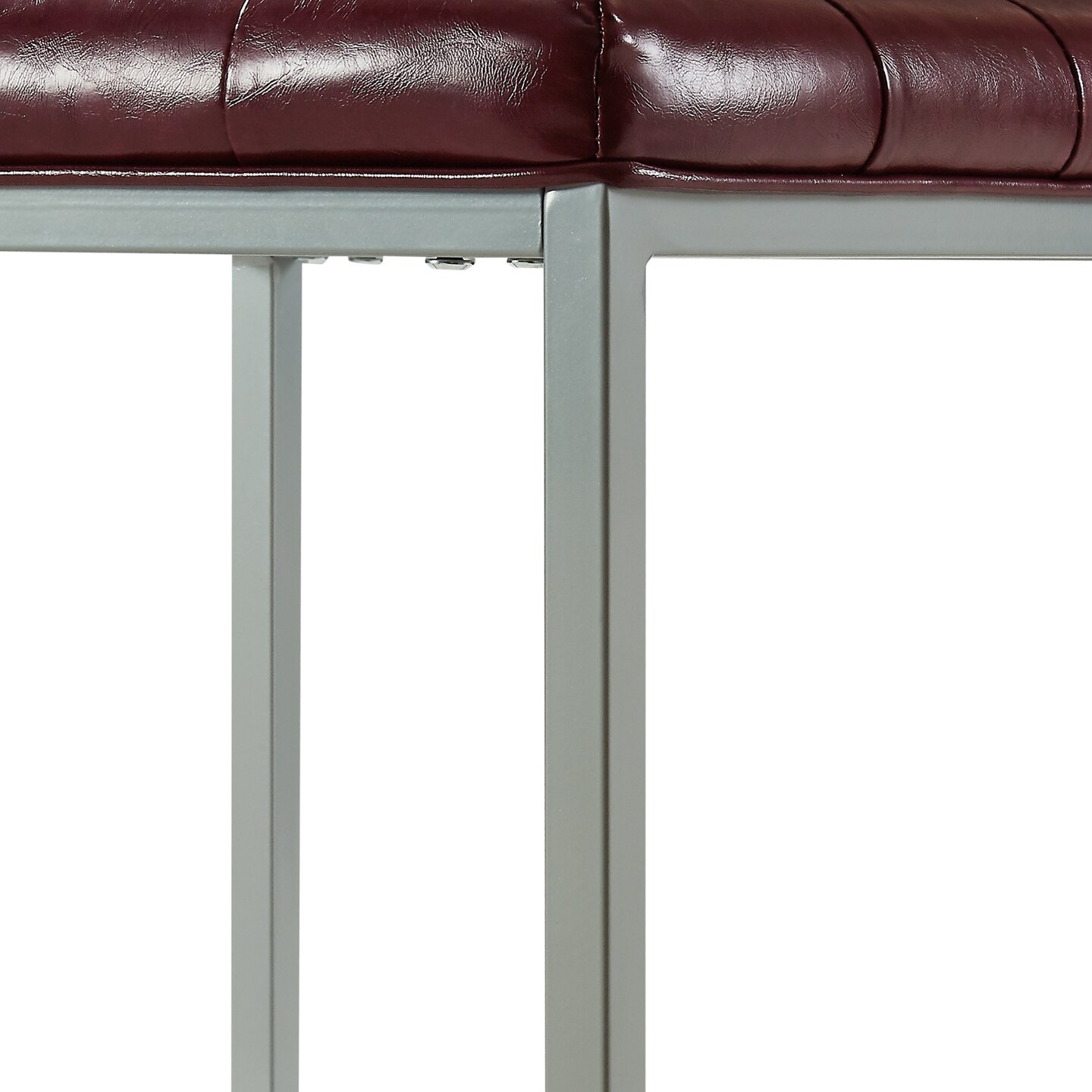 Lucas PU Leather Button Tufted Metal Frame Cube Ottoman