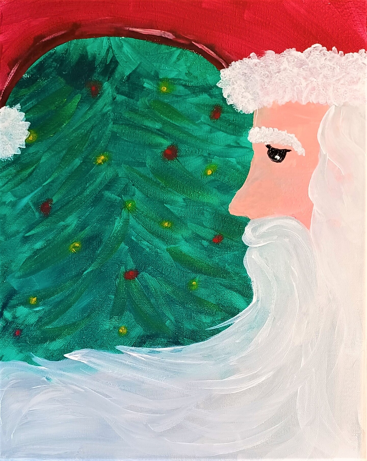 Christmas Paint Kit - Crescent Santa Acrylic Painting Kit &#x26; Video Lesson, DIY Christmas Craft, Beginner Painting, Paint At Home, Paint Party