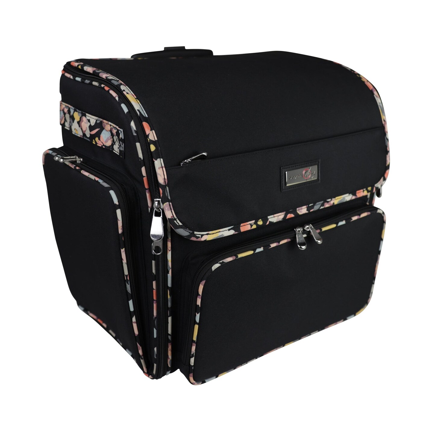 Deluxe Collapsible Rolling Scrapbook Case, Black &#x26; Floral