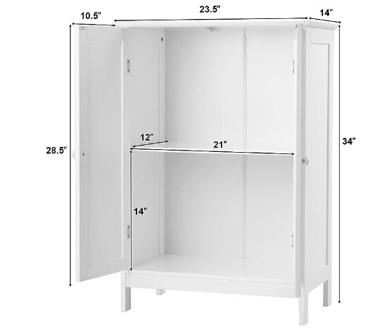 Wooden Floor Storage Cabinet for Bathroom, Freestanding Storage Cabinet for Living Room Modern Furniture