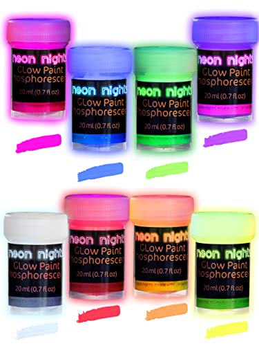 8 Pieces Glow-in-The-Dark Paint, Multi-Surface Acrylic Paints for Outdoor and Indoor Use on Canvas & Walls, Halloween Decorate, Gifts for Artists, Phosphorescent, Stocking Stuffers for Boys and Girls
