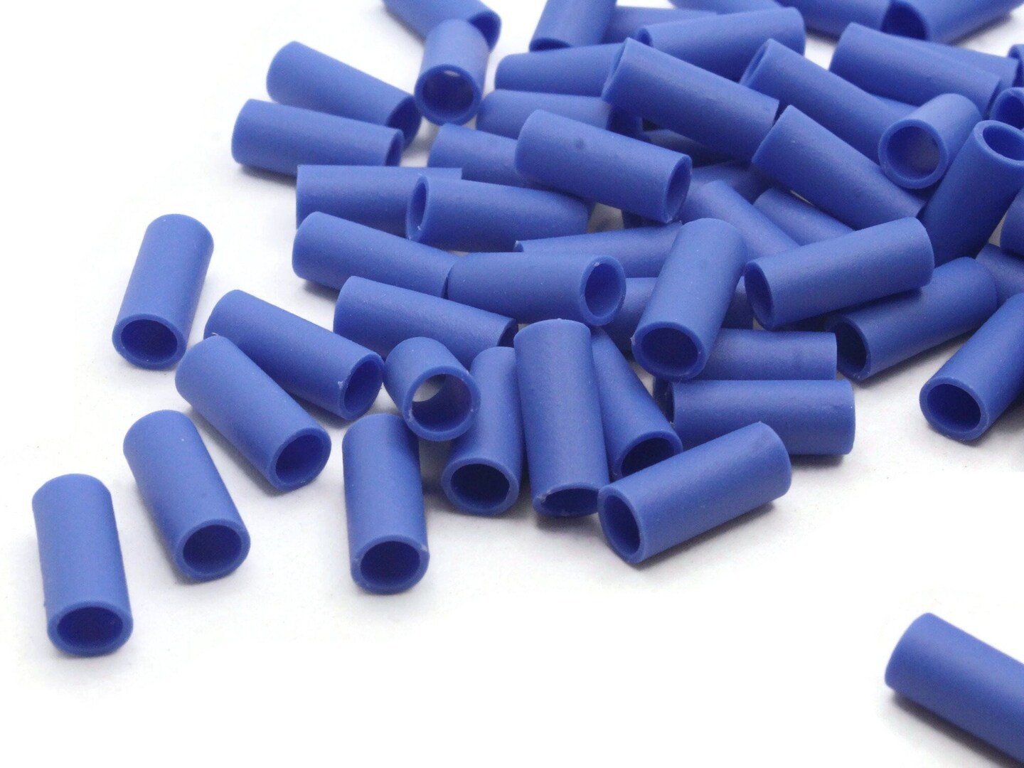 100 13mm Sky Blue Tube Plastic Straw Beads