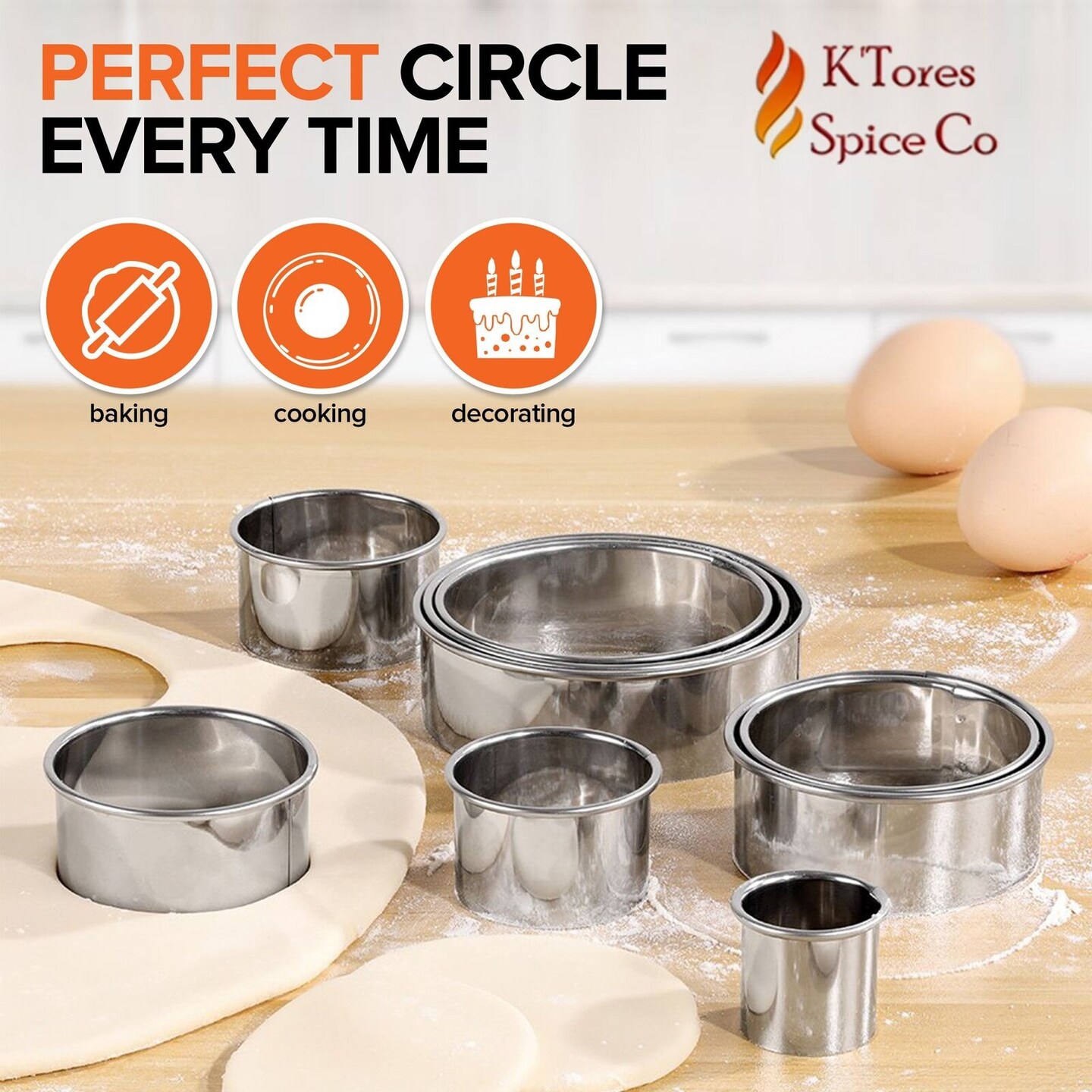Stainless Steel Round Cookie Cutters Set