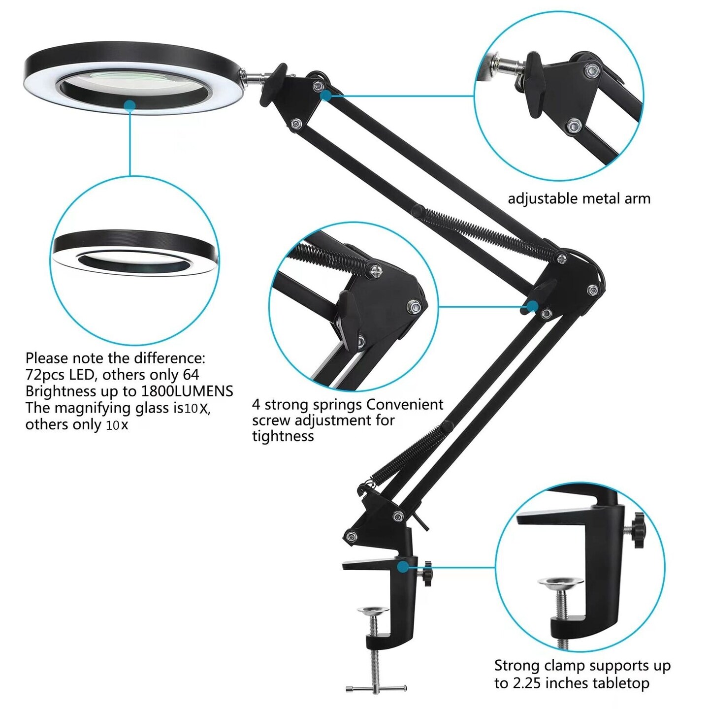 LED Magnifying Lamp with Clamp