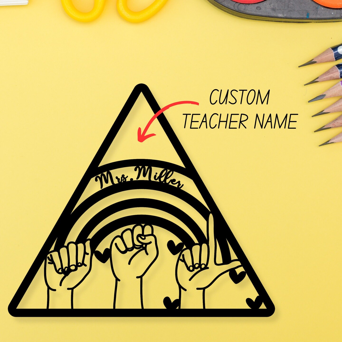 ASL Teacher Gift | Personalized Sign Language Teacher Classroom Sign | Sign Language Deaf Gift | Hand Interpreter Teacher Appreciation Gifts product 2