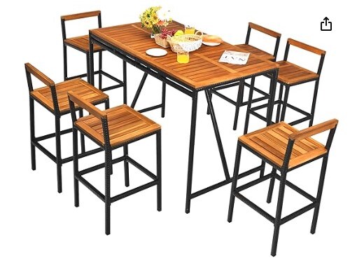 6 Piece Patio Furniture Sets, Solid Wood Garden Conversation