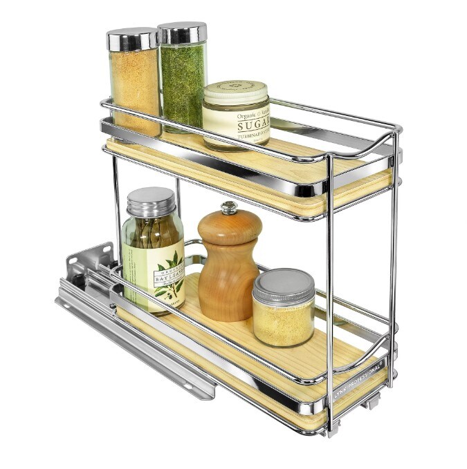 Elite 4-1/4 Wide Double Pull Out Spice Rack Cabinet Organizer with Slide  Out Shelf in Chrome