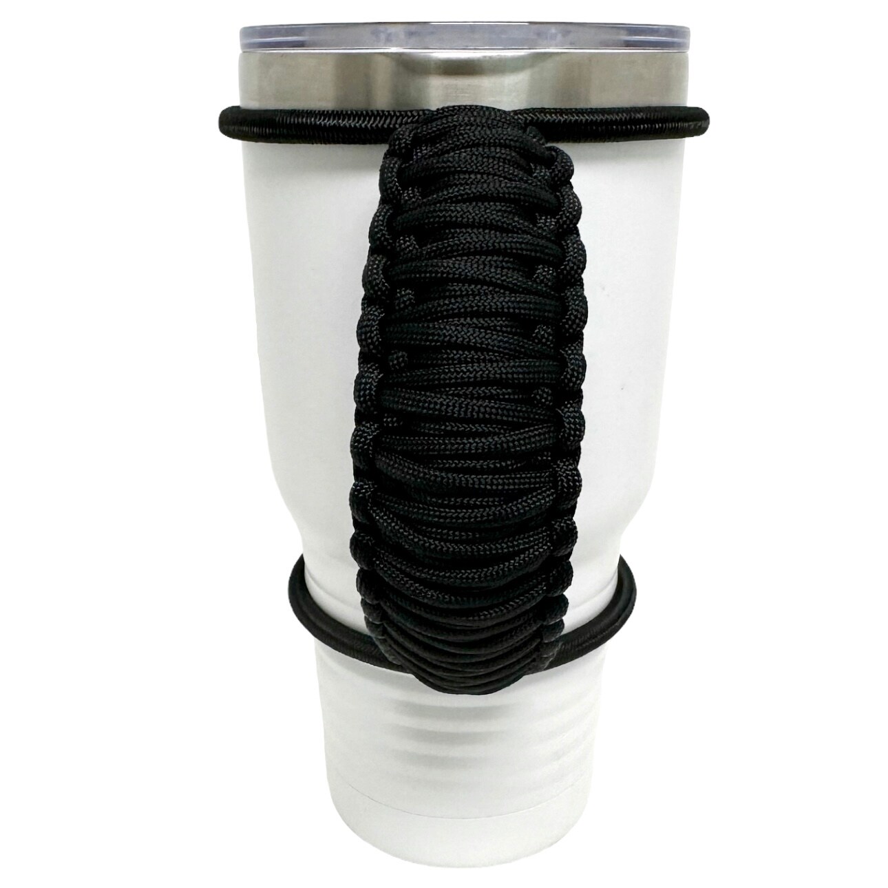 Solid Black Tumbler Handle, Stretchable Cord, Customizable