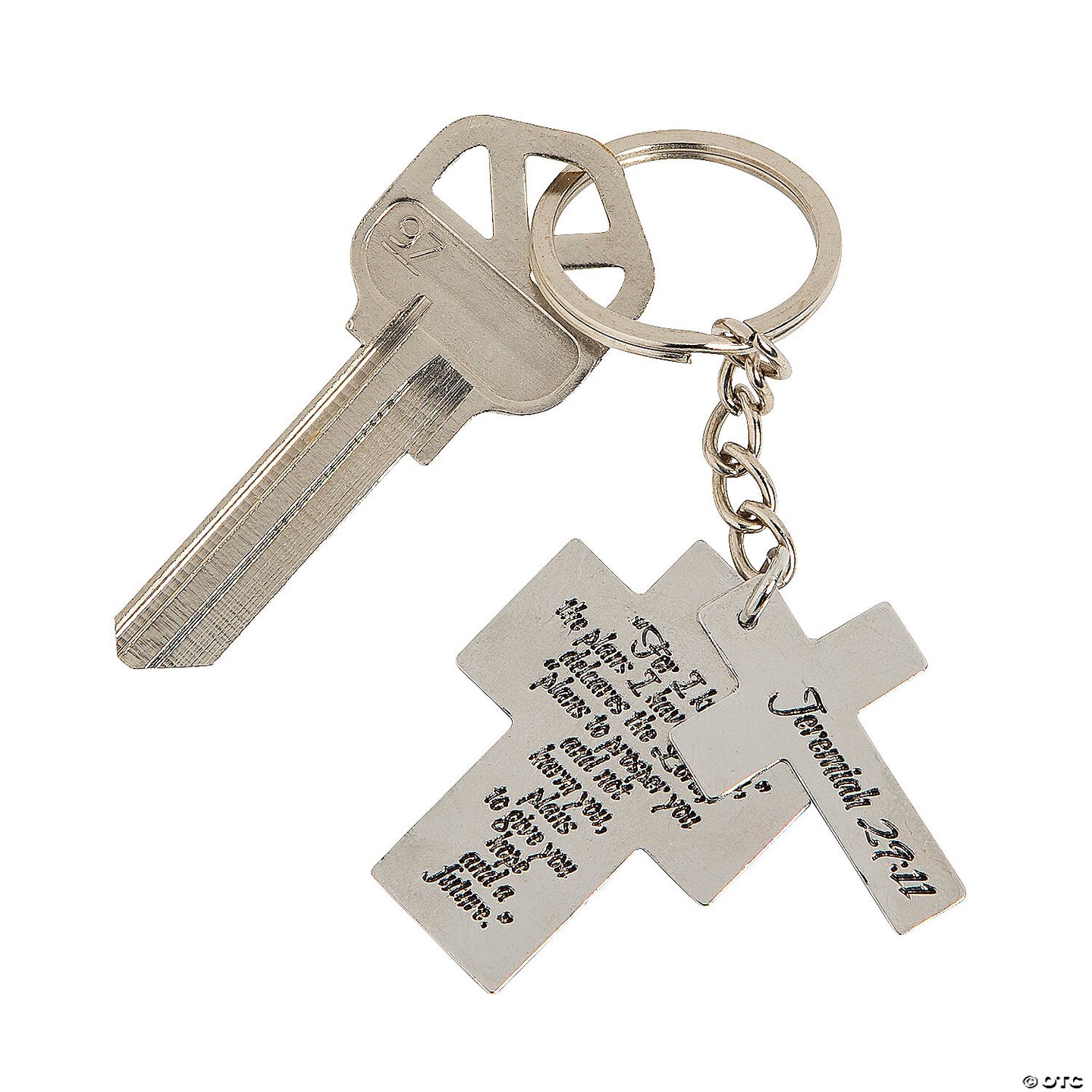 1 1/4&#x22; - 1 1/2&#x22; Religious Graduation Crosses Metal Keychains - 12 Pc.