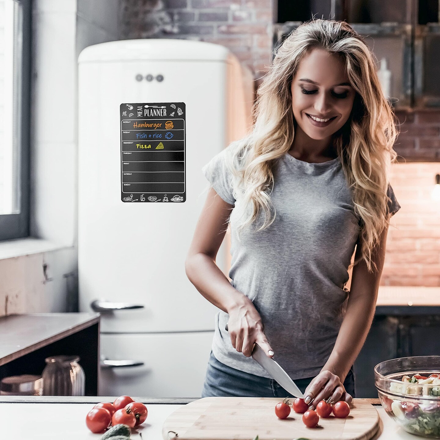 Dry Erase Magnetic Menu for Refrigerator A4 (8.5x12 inch) Weekly Meal Planner for Fridge Blackboard Magnetic Menu Board for Kitchen Weekly Menu Black Board Fridge Meal Planner Magnet