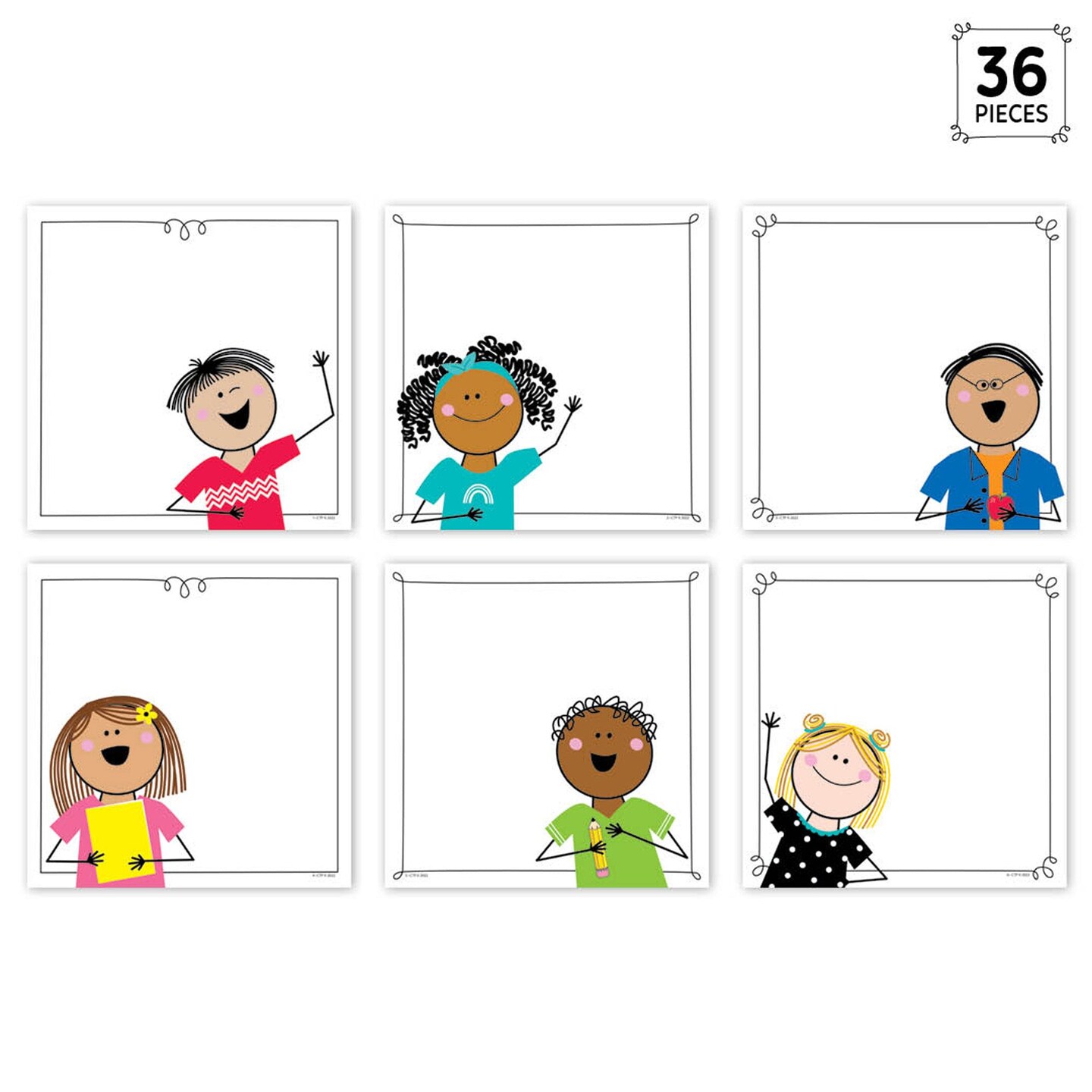 Stick Kids 6&#x22; Designer Cut-Outs, 36 Per Pack, 3 Packs