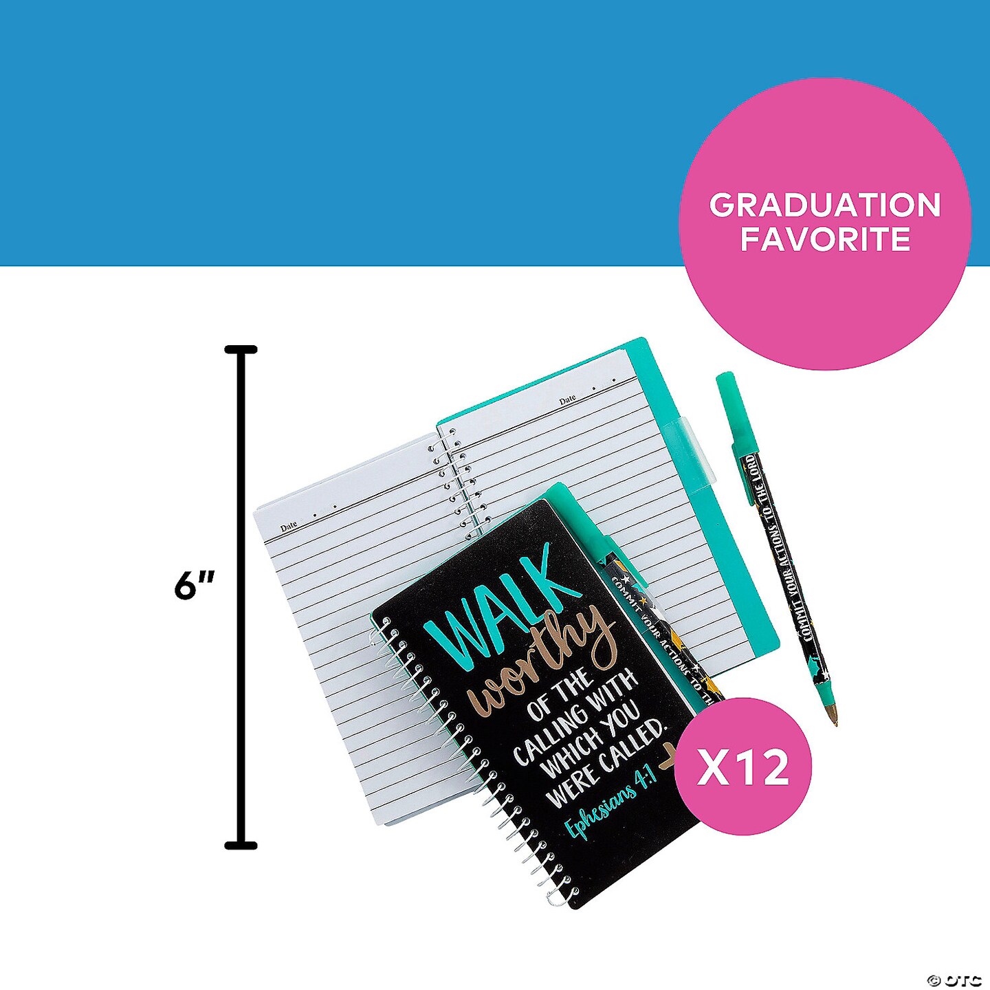 6&#x22; Religious Graduation Vinyl Spiral Notebooks with Pen