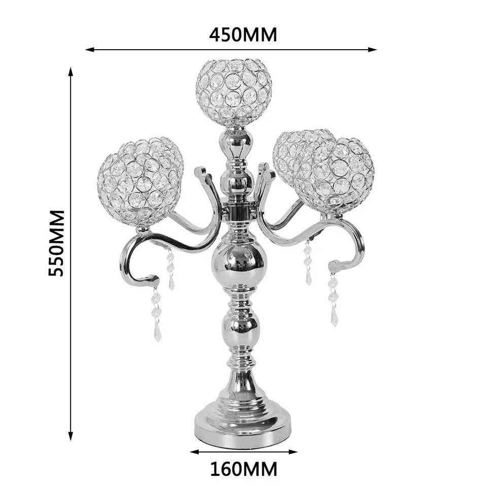 5-Arm Crystal Candelabra Wedding Candle Holder