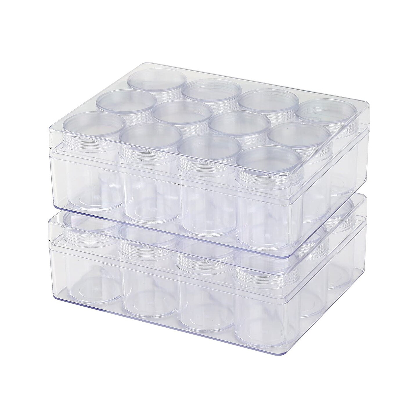 12 Grids Transparent Plastic Diamond Painting Storage Containers, Jewelry Earring Beads Sewing Pills Beads Organizers Storage Container Bottle(2 Pack)