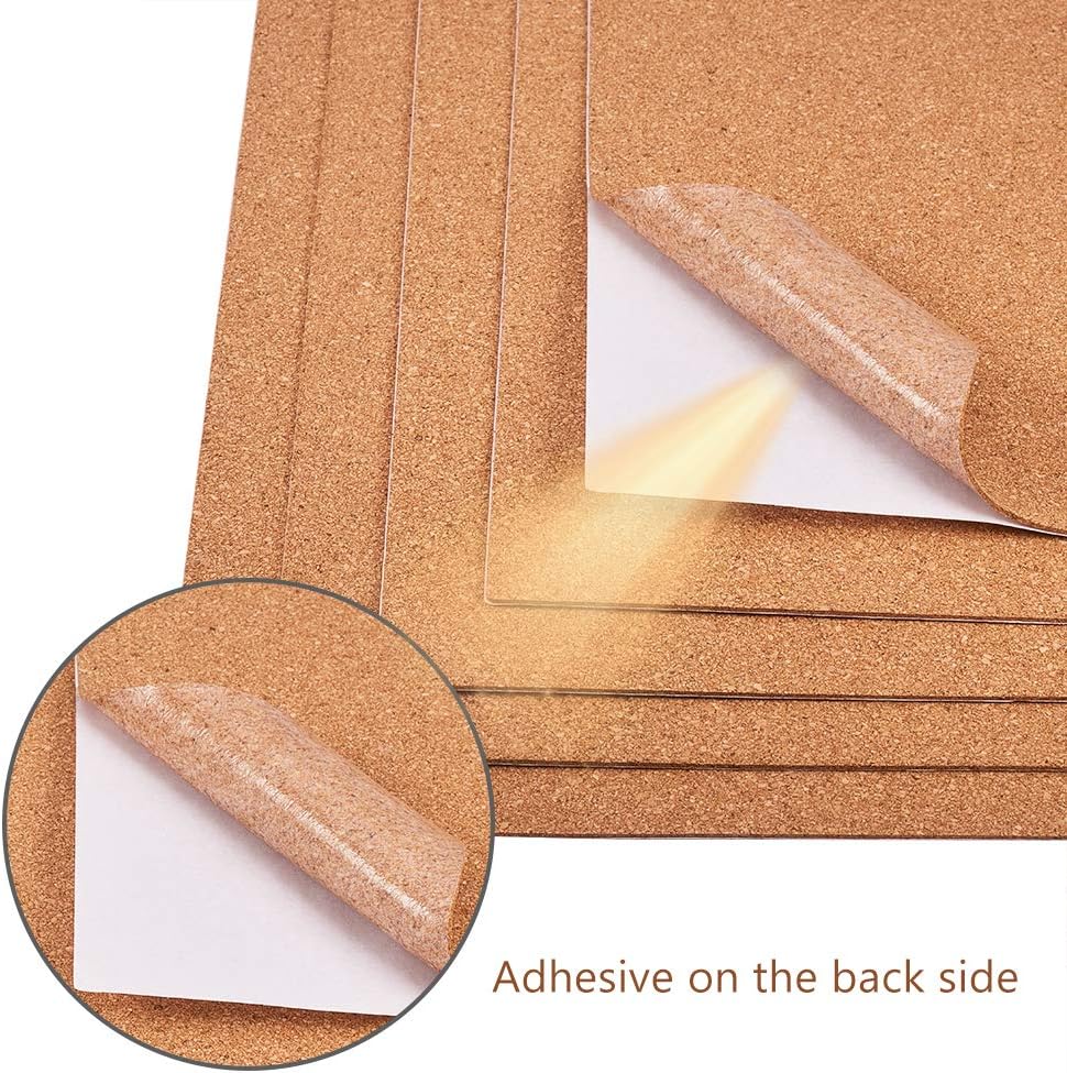 8 Pack Self-Adhesive Cork Sheets 1mm Thick A4 Rectangle Insulation Cork Backing Sheets for Coaster, Wall Decoration, Wedding Party, DIY Crafts Supplies, 8.3&#x22; x 11.8&#x22;