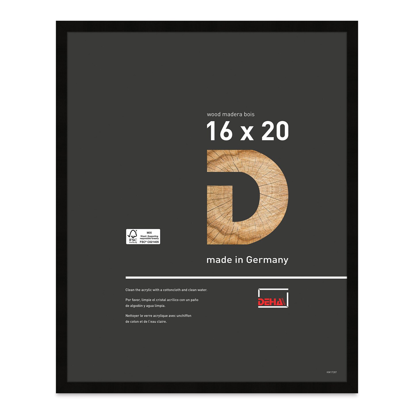 Deha Design Fontana Wood Frame - Black, 16&#x22; x 20&#x22;