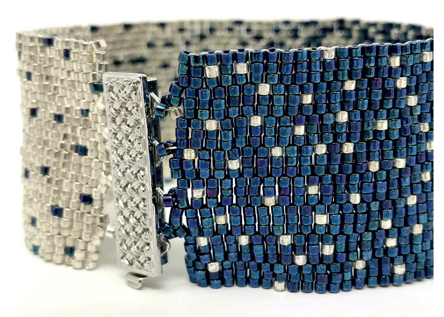 DIY Beading Kit | Blue To Silver Fade Beading Kit | Beaded Bracelet Includes All Jewelry Making Kit Supplies | DIY Kit | Peyote Bracelet | Beading Patterns | Christmas Gift