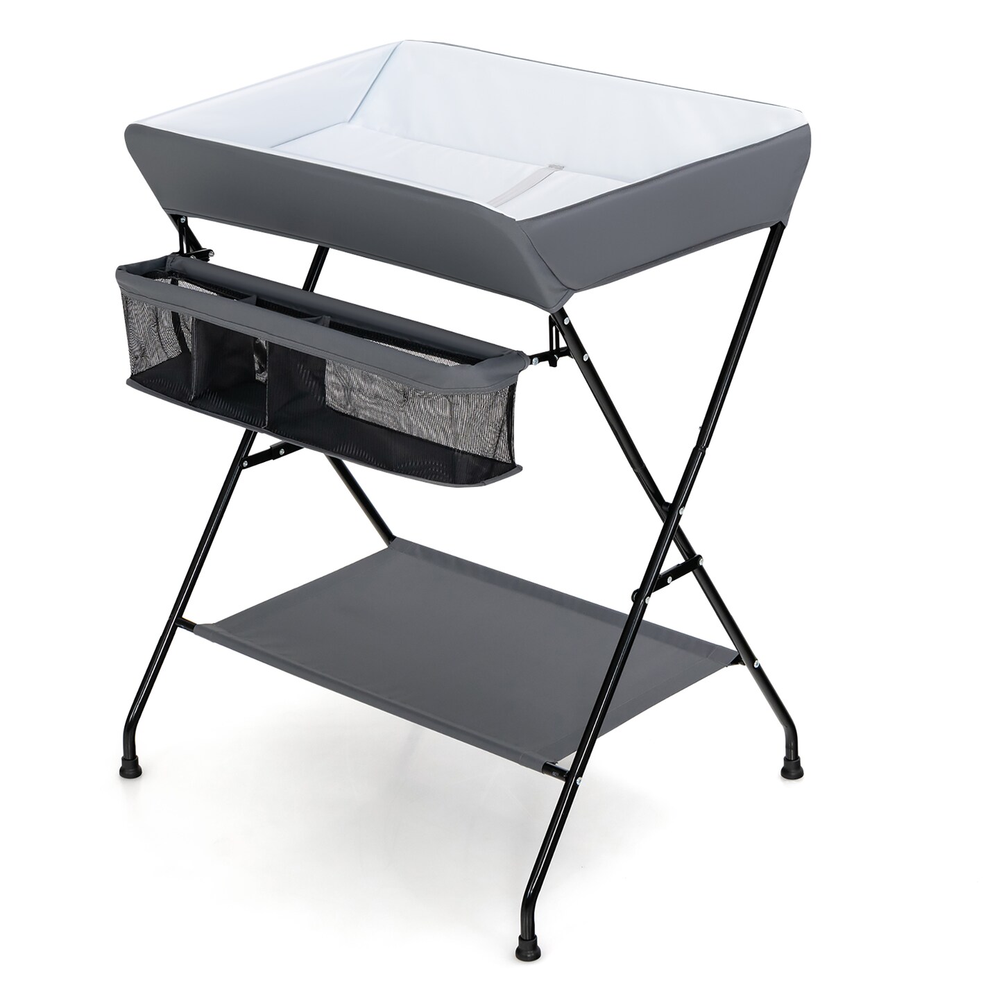 Costway Baby Infant Changing Table Folding Diaper Station Nursery with Storage Gray/Black