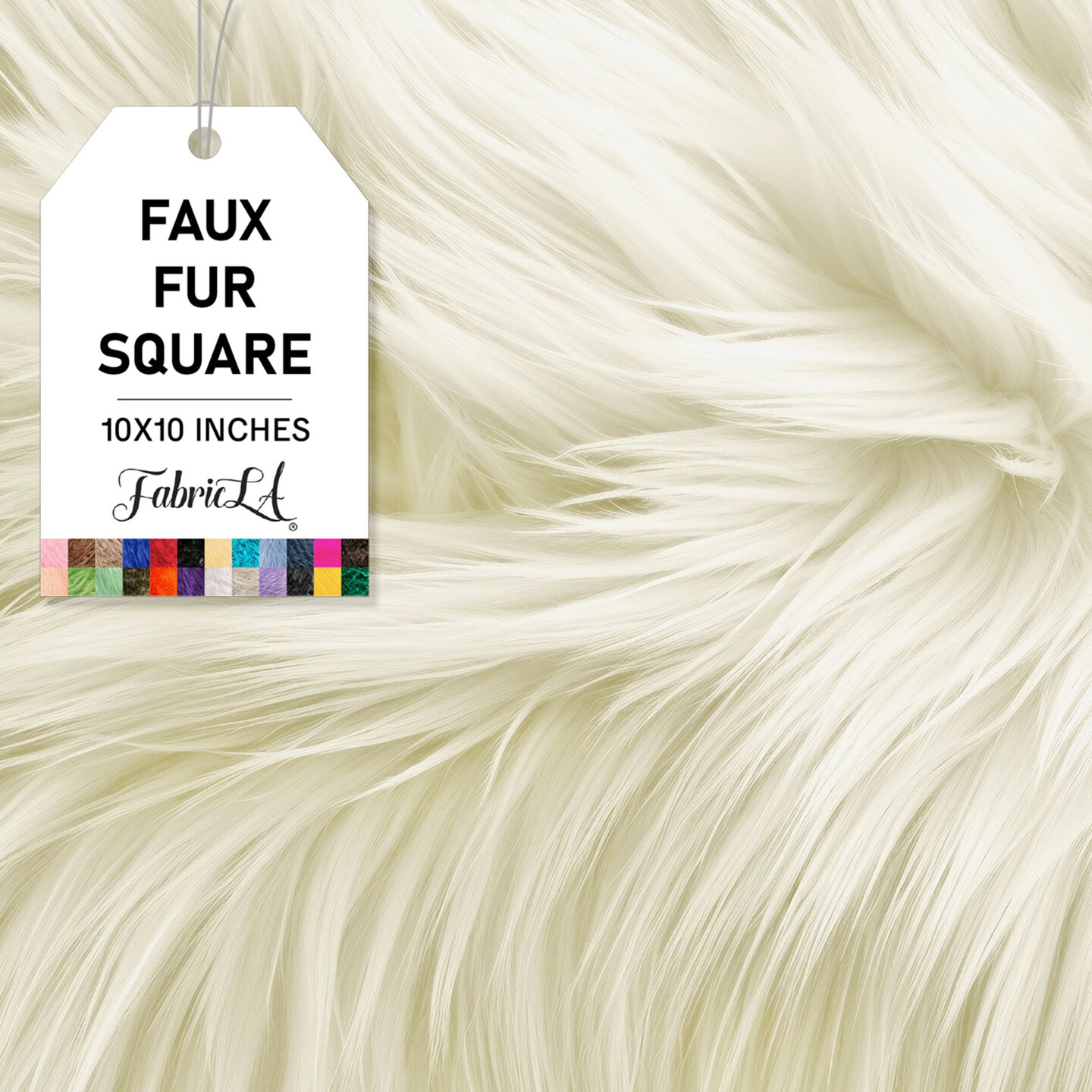 FabricLA | Faux Fur Fabric Square | 10&#x22; X 10&#x22; Inch Wide Pre-Cut Shaggy | Fake Fur Fabric | DIY, Craft Fur Decoration, Fashion Accessory, Hobby | Off White