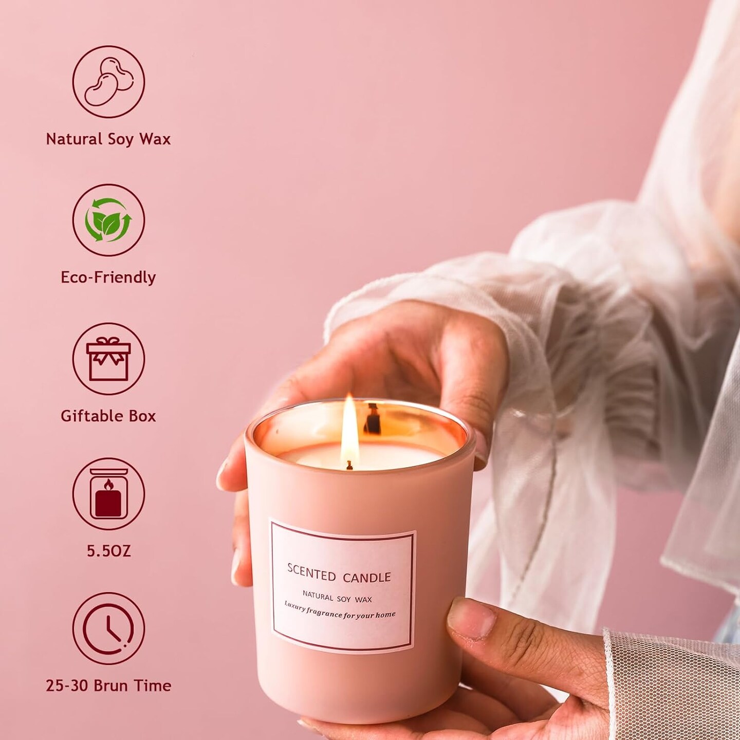 Scented (Rose &#x26; Lemon) Candle 5.5 Oz Jar