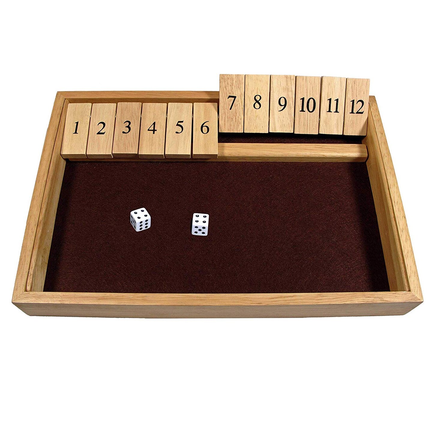 WE Games 12 Number Shut the Box Board Game, Natural Wood, 13.5 in.