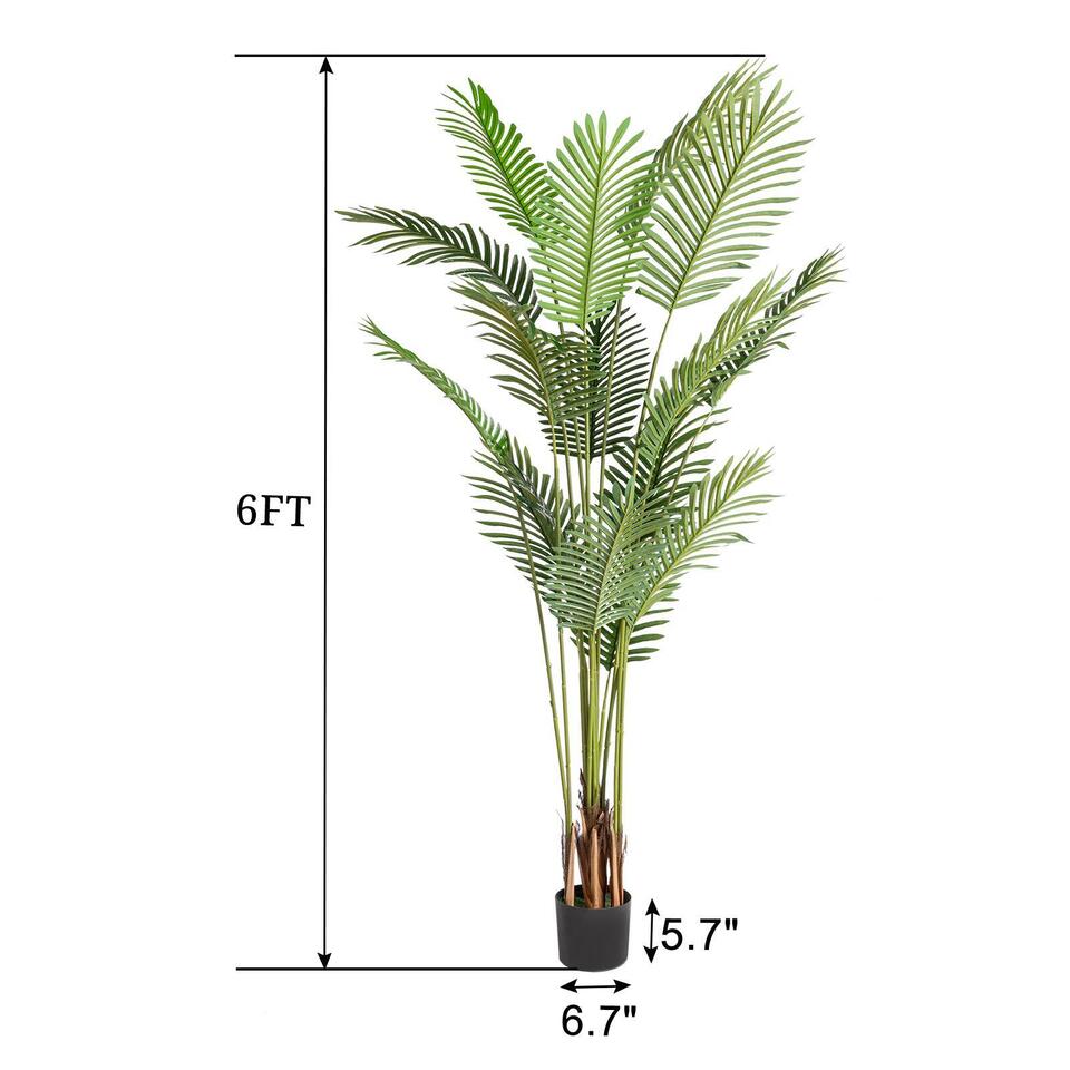 Artificial Palm Plant 6 Feet Fake Palm Tree with 16 Leaves Faux