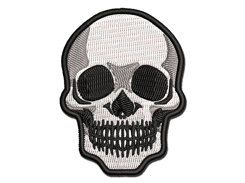 Spooky Human Skull Bone Multi-Color Embroidered Iron-On or Hook &#x26; Loop Patch Applique
