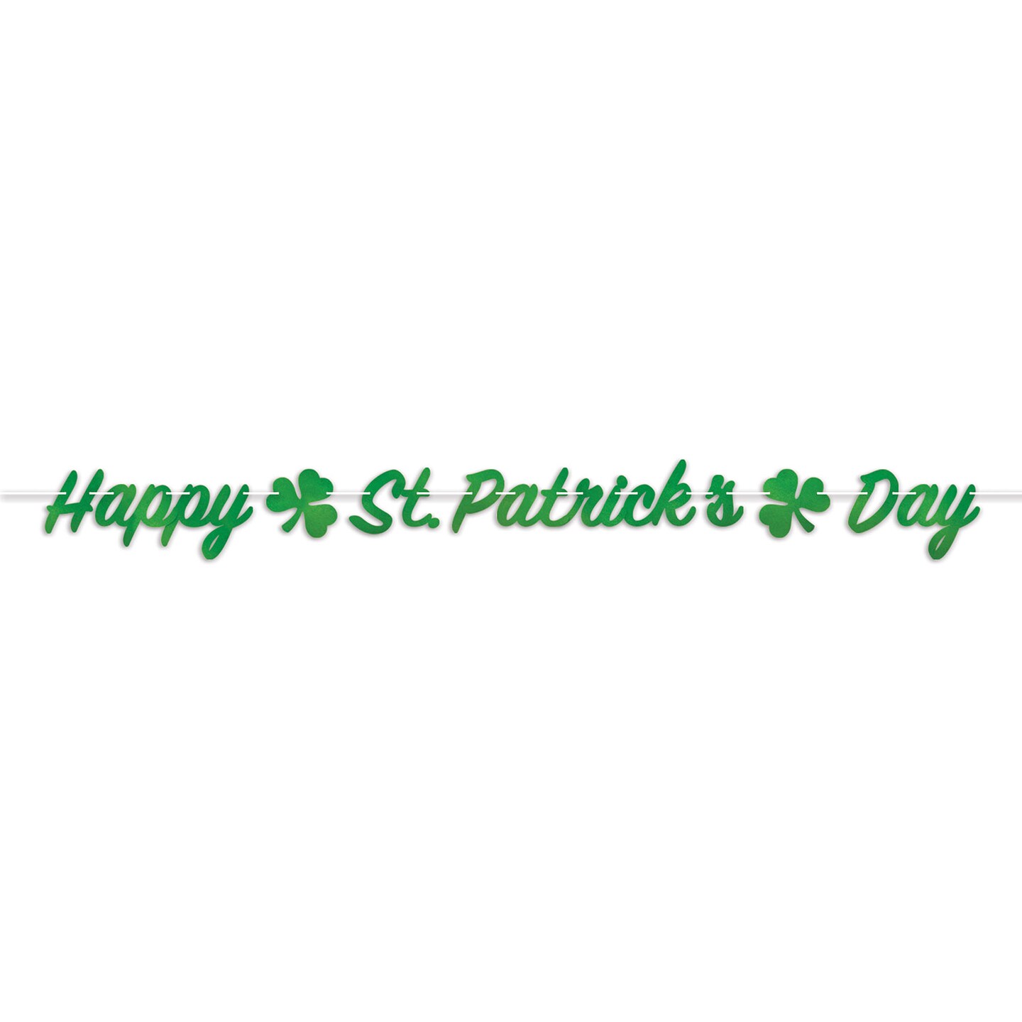 St. Patricks Theme - Foil Happy St Patrick&#x27;s Day Streamer - Pack of 12