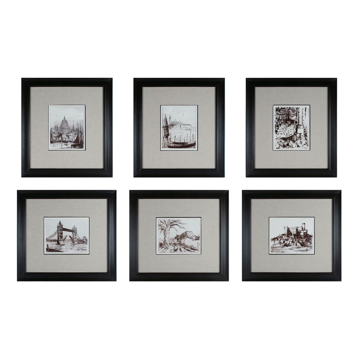 18Th Century Ink Reproductions (6-Piece Set)