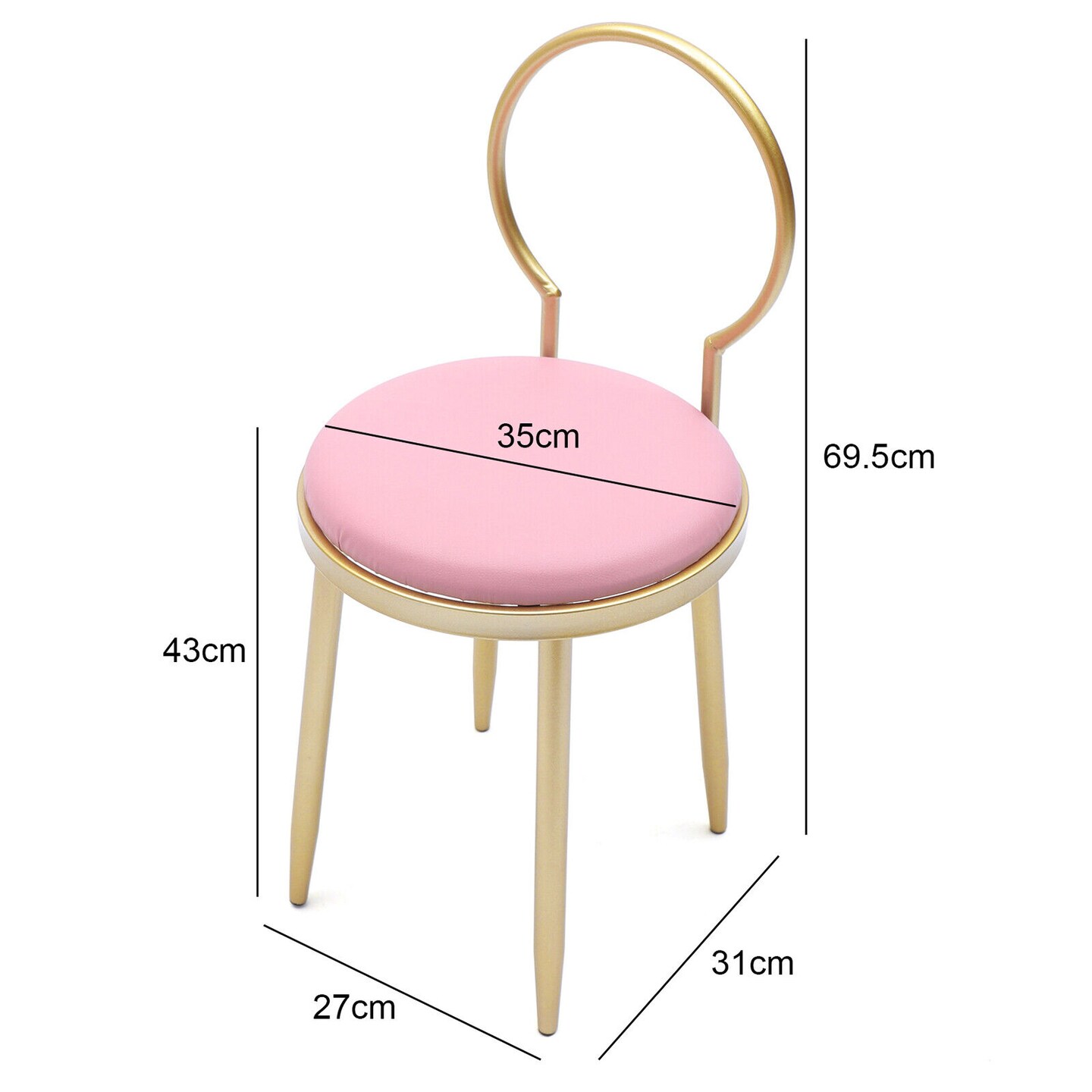 Kitcheniva Vanity Makeup Dressing Stool with Back