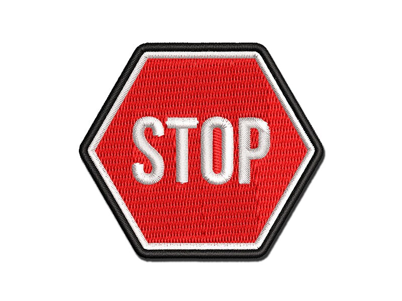 Stop Sign Multi-Color Embroidered Iron-On or Hook & Loop Patch Applique ...