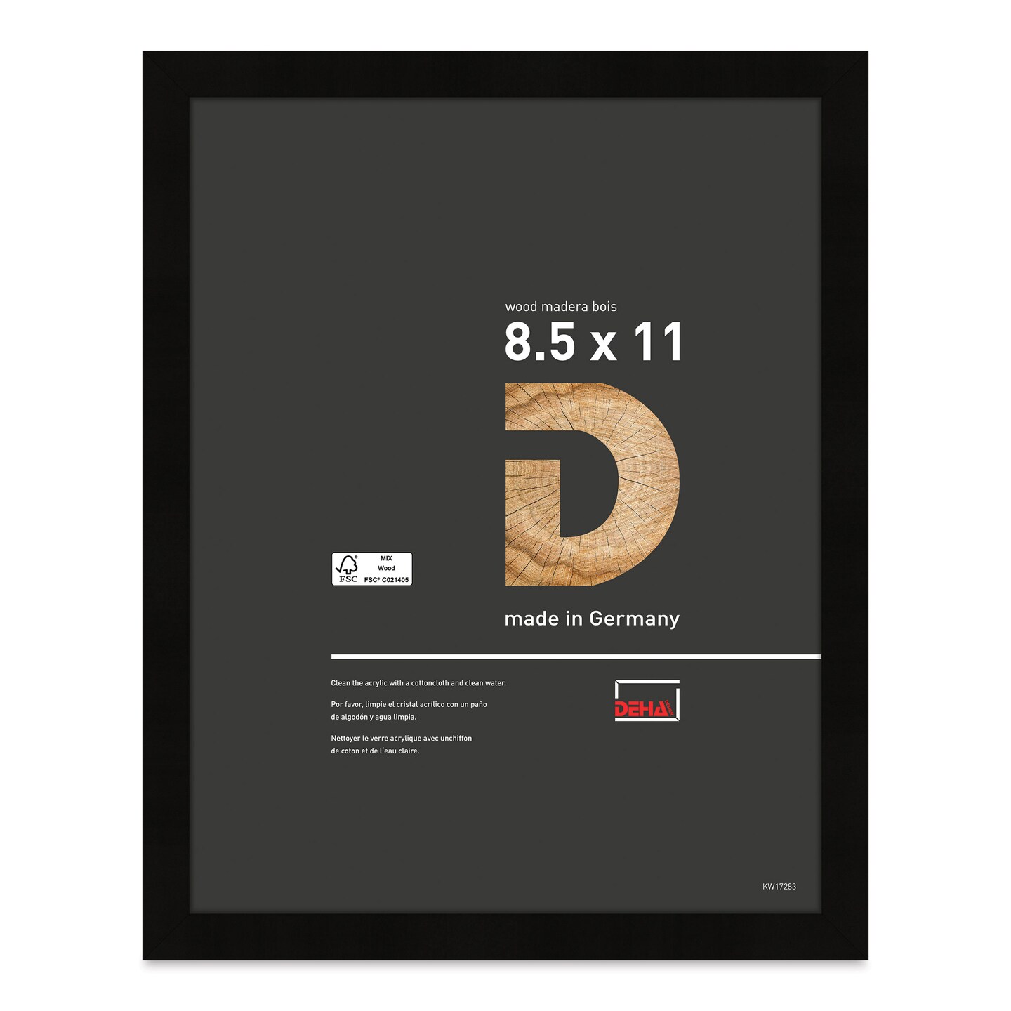 Deha Design Fontana Wood Frame - with Easel Back, Black, 8-1/2&#x22; x 11&#x22;