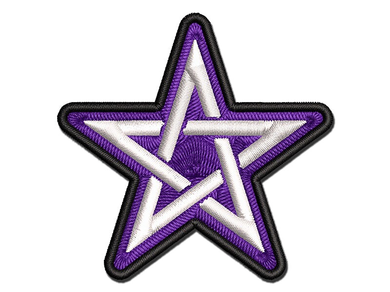 Pentacle Star Witch Wicca Occult Multi-Color Embroidered Iron-On or Hook &#x26; Loop Patch Applique
