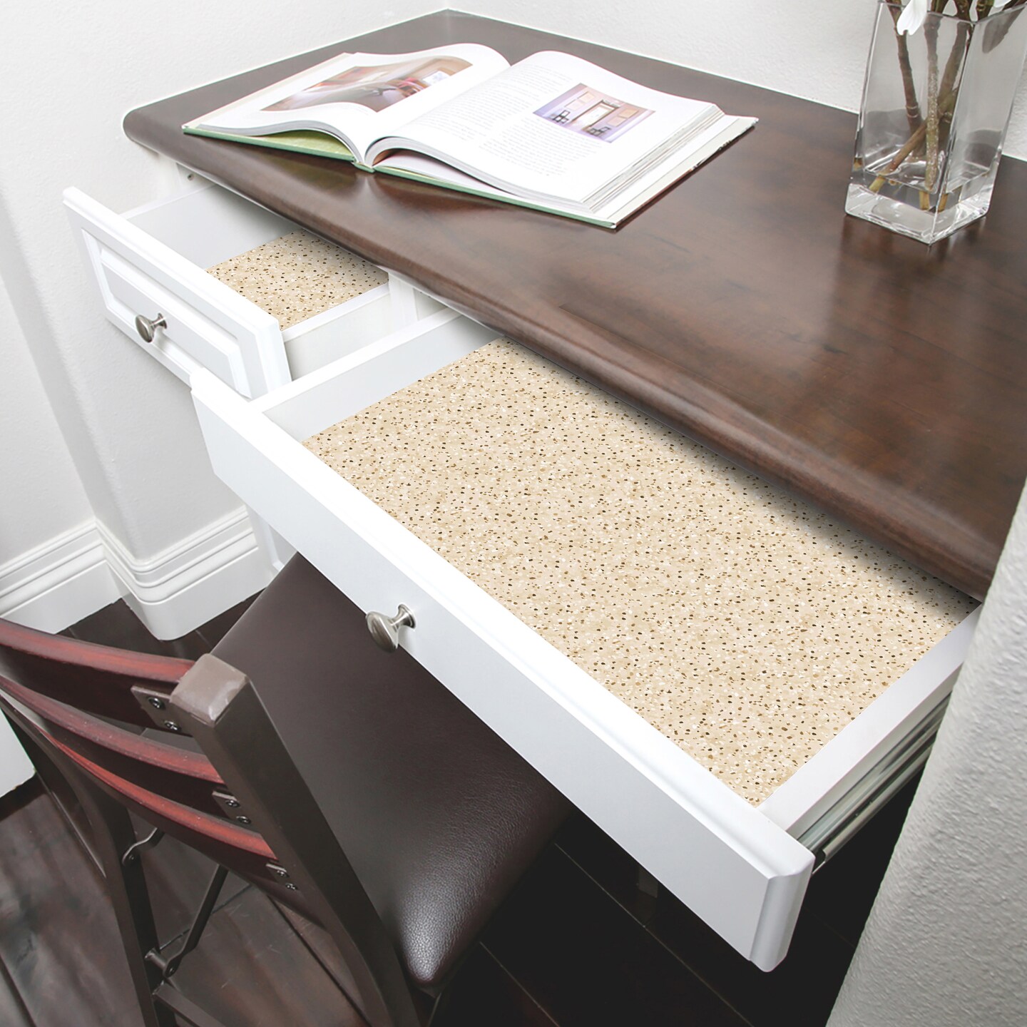Smart Design Adhesive Shelf Liner - 18 inch x 20 feet - Beige Granite