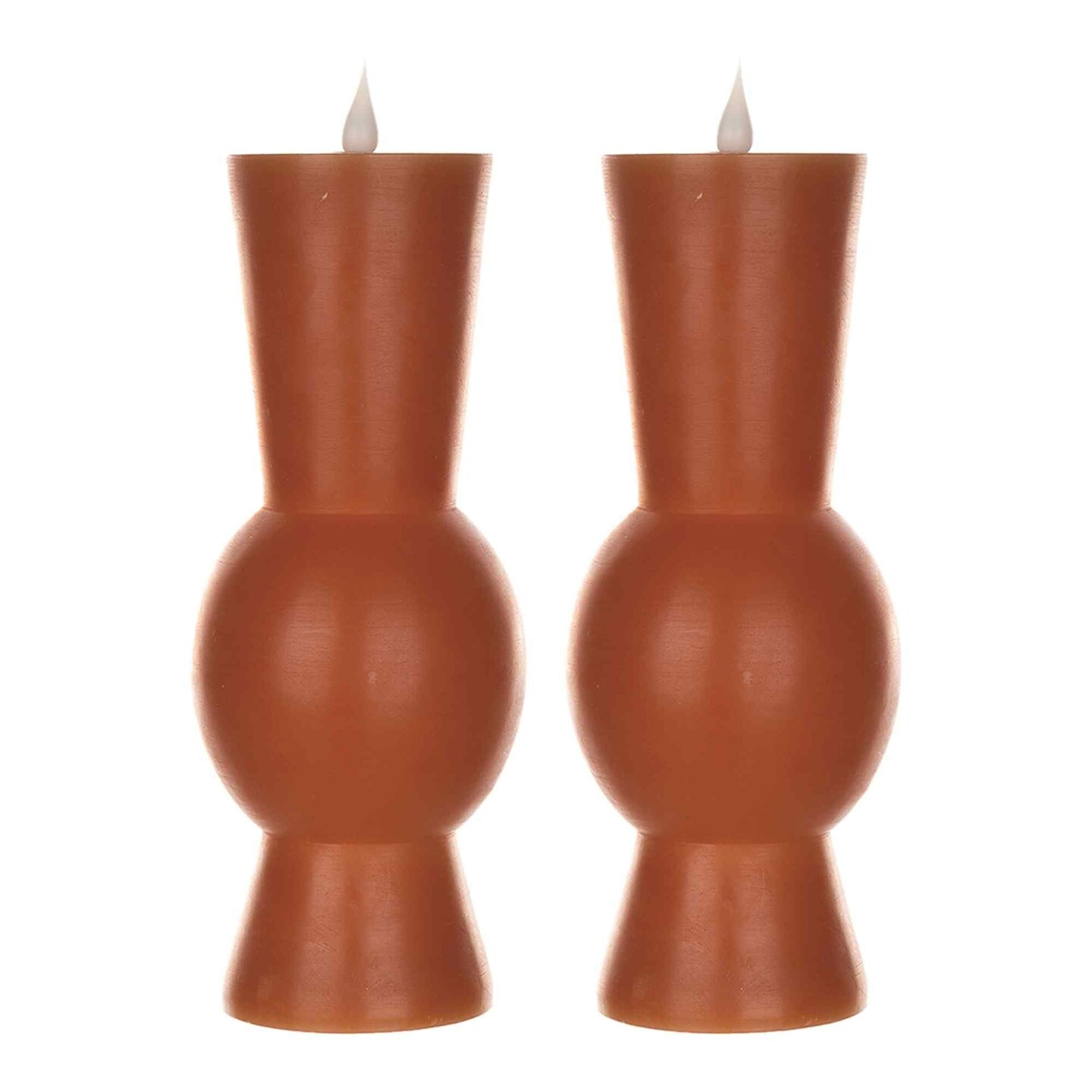 Melrose LED Tapered Flameless Candles with Remote - 9.25&#x22; - Orange - Set of 2