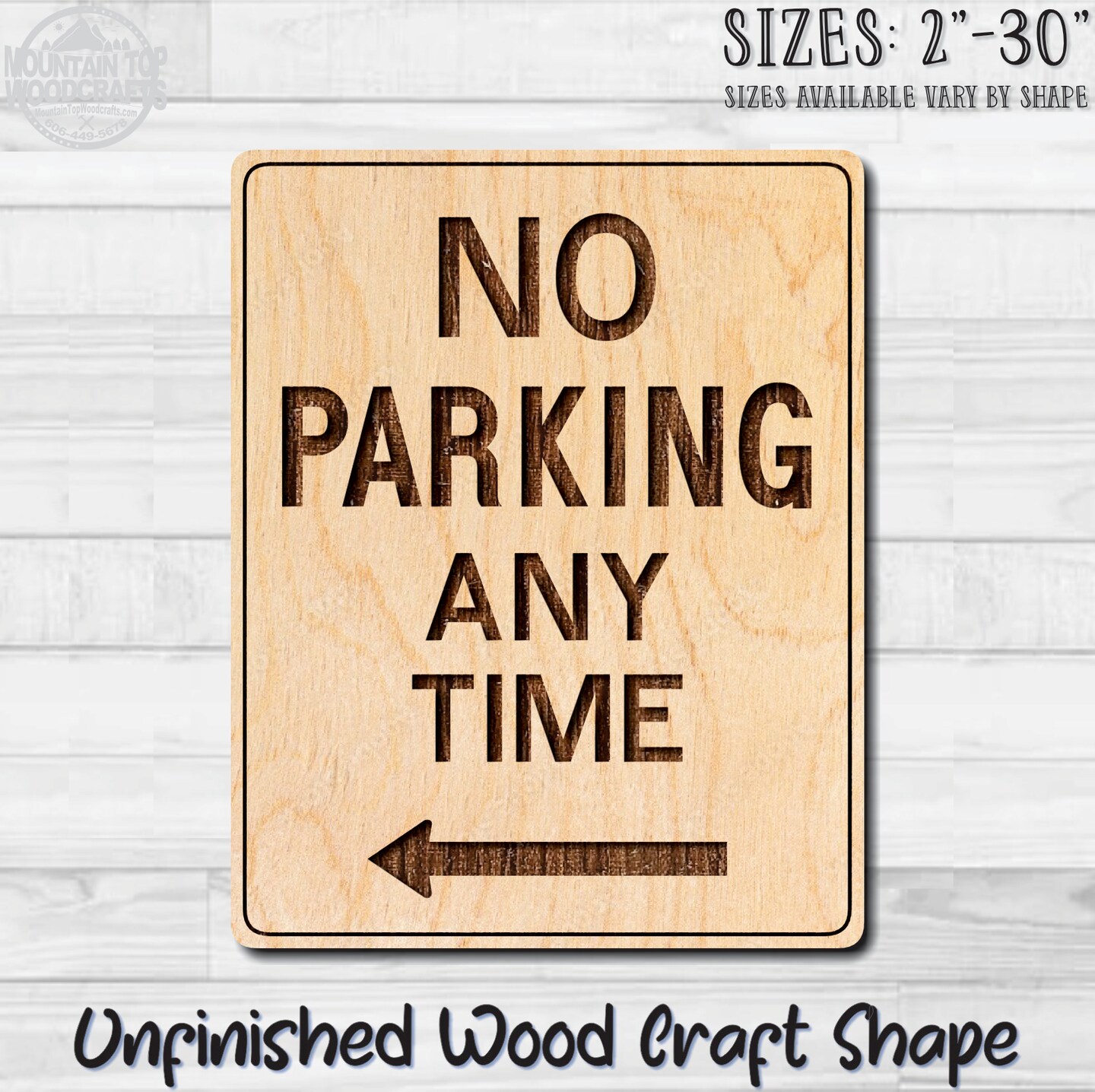 No Parking Any Time Arrow Traffic Street Sign Unfinished Wood Shape ...