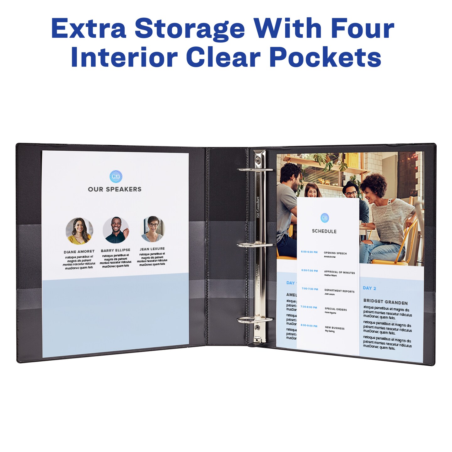 Avery Durable Clear View 3 Ring Binders, 4 Inch Binder Rings, 2 Black Binders (09204)