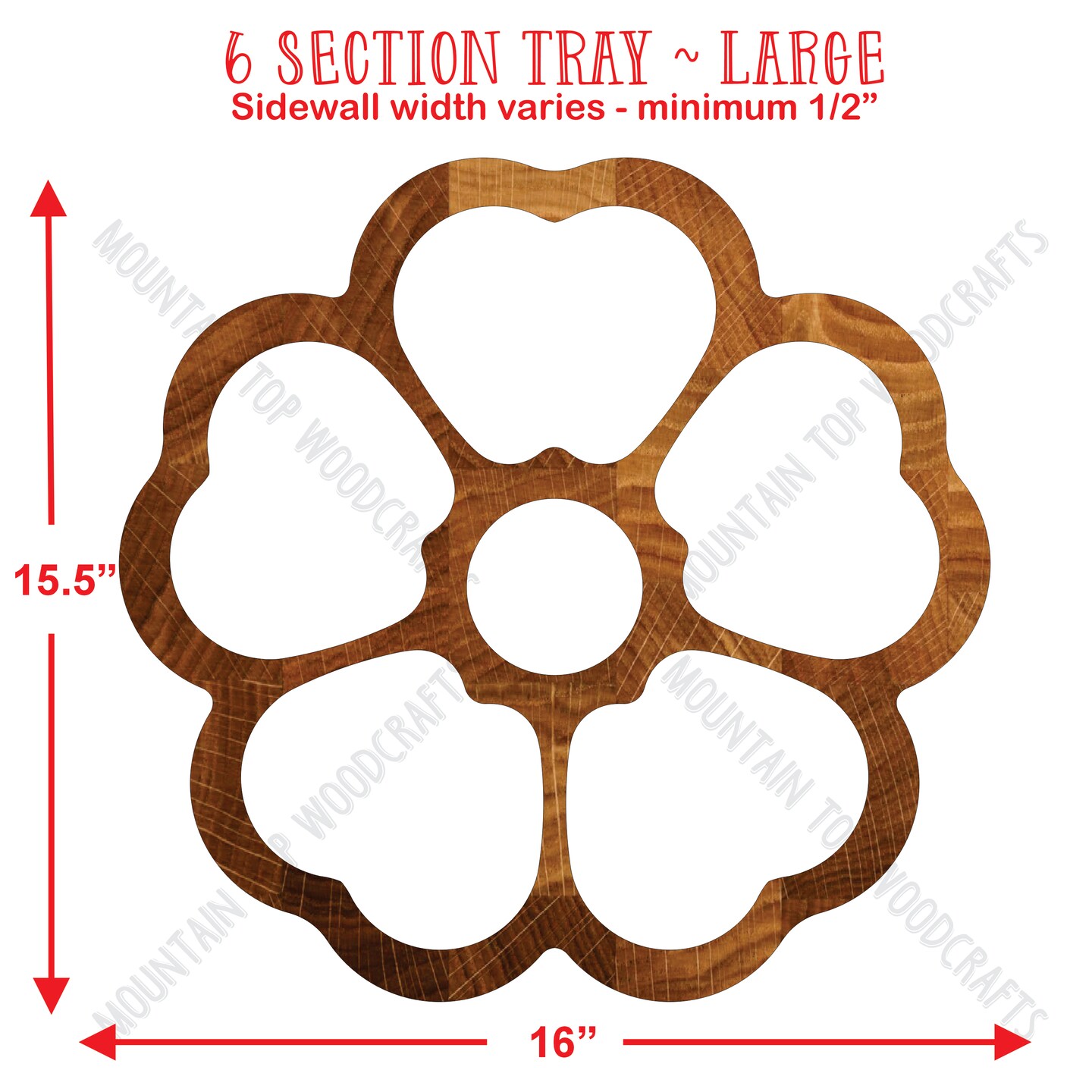 Flower 6 Section Tray ~ Acrylic Inlay Router Template Stencil Plexiglass Woodworking Guide AT-004 product 2