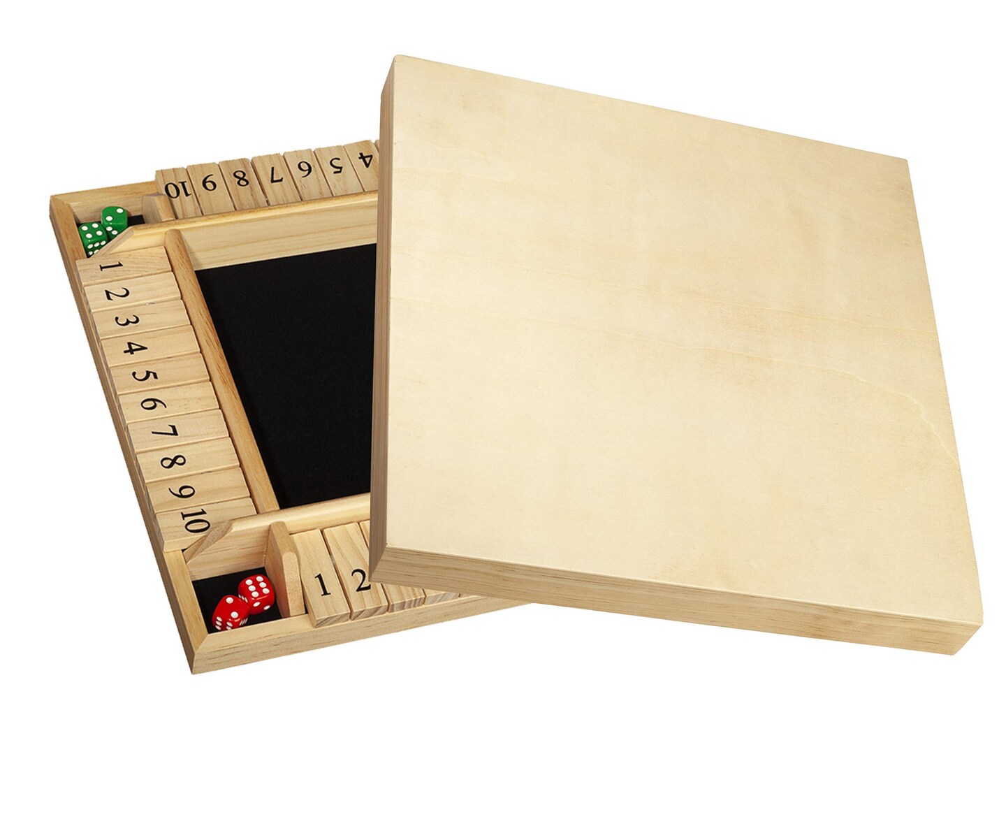 WE Games 4 Player 14 in. Shut The Box Board Game with Lid