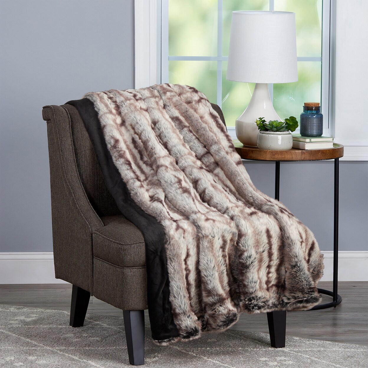 Faux Faux Xl Throw Blanket 60X70 In Faux Chinchilla And Mink Soft Eco Friendly