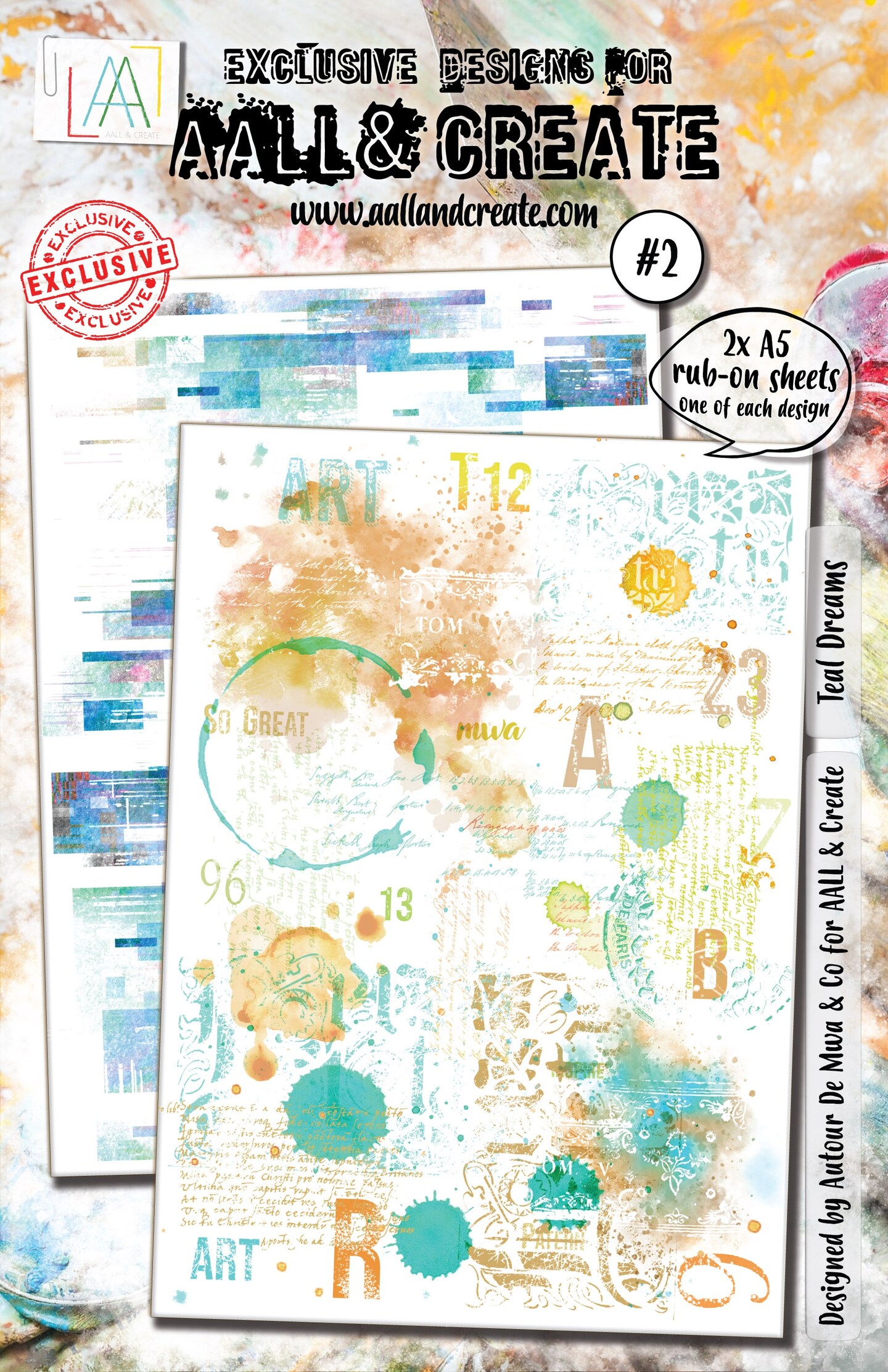 AALL And Create A5 Rub-Ons-Teal Dreams